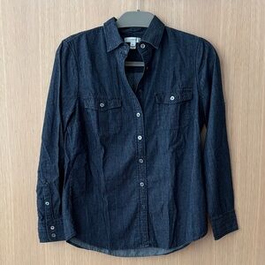 J. Crew Women's Dark Blue Chambray Button-Down Shirt
